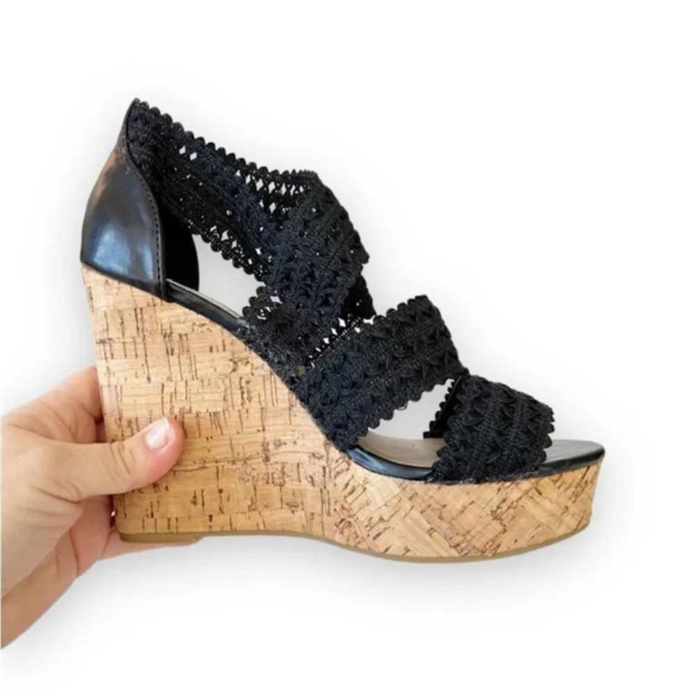 Steve Madden Elston Cork Wedge Platform‎ Sandals Women’s Size 7 Chunky Boho Fun